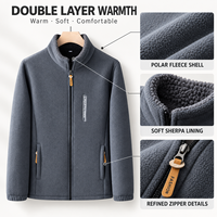 MOQ 1 pièce, veste cardigan en polaire épaisse pour homme, logo imprimé personnalisé, vêtements d'extérieur pour l'hiver, haute qualité