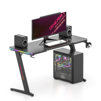 Meja Gaming Esport Multifungsi Bentuk L JOHOOFURNITURE L08, Kayu Metal, Lampu LED RGB, Lipat, Dapat Diperpanjang, untuk Kantor dan Rumah