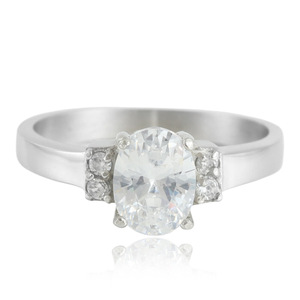 yunnique Fashion <b>Rings</b> Steel Color Oval Diamond <b>Ring</b> Claw Setting Engagement Women's Jewelry 210100 - Product Image 1