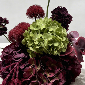 Centro de Mesa Floral Colgante Único y Realista de Amaranto de Seda, Orquídea de Anturio Verde Borgoña, Flor Artificial para Ceremonia de Boda - Product Image 4