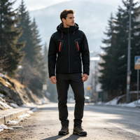 Veste Rembourrée Homme Capuche Polyester Coupe-Vent Hiver Logo Personnalisé