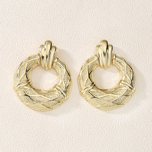 Rakol EP2947สุดหรูทันสมัยทันสมัยเครื่องประดับเงินทอง18K ต่างหูห่วงใหญ่ต่างหูขนาดใหญ่ - Product Image 1