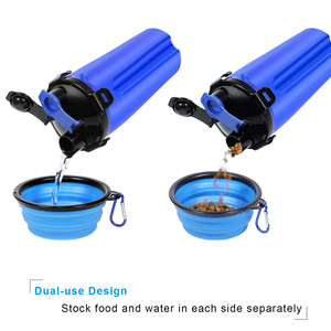 Bouteille d'eau et de nourriture pour chien 2 en 1 pour les voyages en plein air, gobelet de voyage pour chien, récipient pour nourriture pour animaux de compagnie avec bols pliables pour chien - Product Image 3