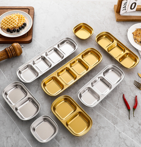 Stainless Steel Sauce Dish, Divided Seasoning Sauce Dip Bowl,Side Dishes For