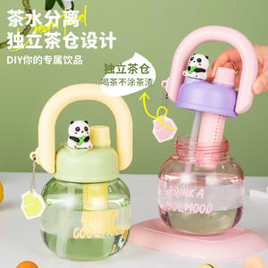 Bouteille d'eau en plastique pour enfants <span class=keywords><strong>avec</strong></span> poignée, style dessin animé, double capacité de boisson, tasse à thé à large ouverture, tasse grande capacité - Product Image 2