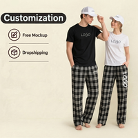 Ensemble de vêtements de détente en flanelle à carreaux personnalisés en 3 pièces, pantalon, t-shirt, casquette de baseball, pyjama familial assorti, vêtements de nuit confortables pour l'hiver
