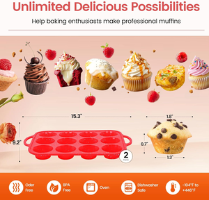 MUYULINS factory 12-cup pan, metal reinforced frame, regular size, with handle, non-stick <b>silicone</b> cake mold - Product Image 5