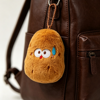 Porte-clés en peluche Patate Mignonne Kawaii, Pendentif en peluche marron moelleux, Breloque de sac à dos, Décoration amusante pour enfants, Cadeau en nylon