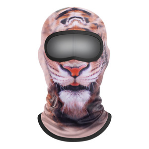 Tiger Print Face Mask Windproof Neck Protector Riding Hood Stretch Fleece Unisex Cycling Mask Animal Theme - Product Image 1