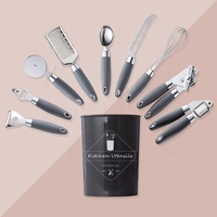 Ensemble d'outils de cuisine créatifs, en acier inoxydable, couleur grise, presse-ail, râpe, cuillère à crème glacée, ensemble d'ustensiles de cuisine, 10 pièces