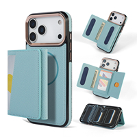 Étui de téléphone pour iPhone 17 de luxe personnalisé en cuir PU magnétique avec support portefeuille pliable magnétique détachable pour cartes