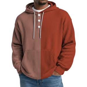 Sweat-shirt à capuche pour homme personnalisé avec impression 3D, fermeture éclair et bouton, tissu gaufré - Product Image 2