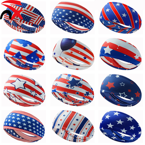 Fascia per Capelli con Bandiera Americana all'Ingrosso, Fascia Sportiva Stampata per il Giorno dell'Indipendenza, Fascia per Capelli da Donna per Fitness, Corsa e Yoga, Ideale per Regali - Product Image 1
