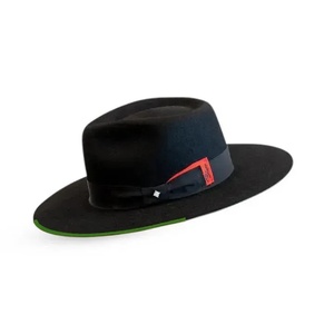 Sombrero Fedora de Fieltro de Lana Negro con Lazo Ajustable, Unisex para Adultos, Clásico de Ala Ancha para Viajes Casuales - Product Image 4