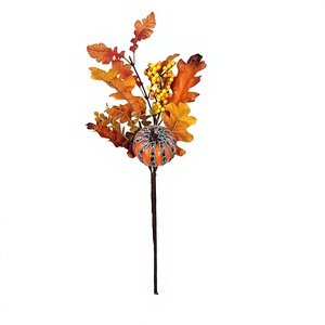 Branche de feuilles <span class=keywords><strong>d</strong></span>'<span class=keywords><strong>automne</strong></span> <span class=keywords><strong>d</strong></span>écorative artificielle en forme de citrouille, arrangement floral en soie pour Thanksgiving, mariage, <span class=keywords><strong>d</strong></span>écoration intérieure - Product Image 1