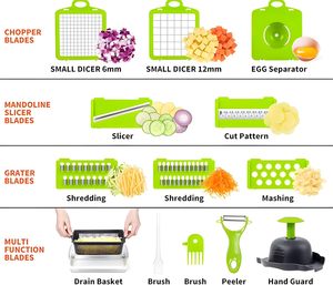 Cortador de Alimentos Multifuncional 16 en 1, Rebanador de Frutas y Cebollas, Cortador de Verduras y Patatas, 14 Utensilios en 1 Modelo - Product Image 6