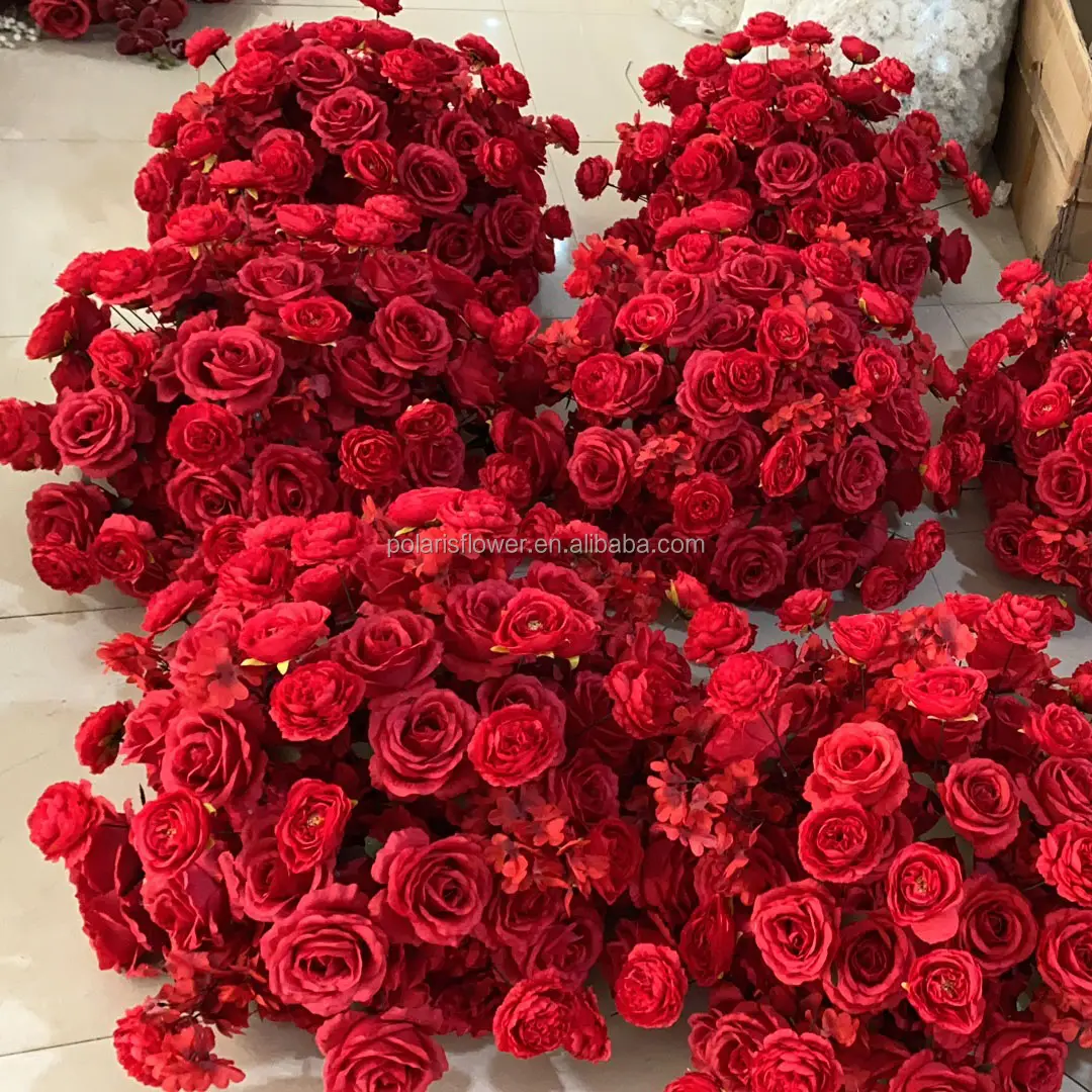 Hochwertige Blumen kugel Hochzeit Mittelstücke Künstliche Seide Rote Rose Blumen ball