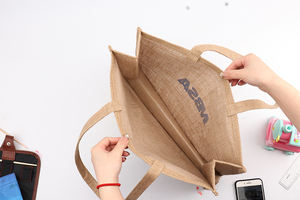 Wholesale Plain Shopper <strong>Bag</strong> <strong>Custom</strong> <strong>Printed</strong> Large Natural Eco Friendly Burlap <strong>Jute</strong> Shopping <strong>Tote</strong> <strong>Bag</strong> With <strong>Custom</strong> <strong>Printed</strong> Logo - Product Image 6