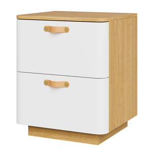 <span class=keywords><strong>Commode</strong></span> à trois tiroirs en chêne et blanc, surface lisse aux coins arrondis, meubles de chambre à coucher en gros - Product Image 3