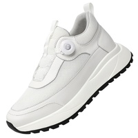 Scarpe Casual da Uomo con Rialzo di 8 cm, in Pelle Bovina Traspirante, Sneakers Bianche Sportive con Rete sulle Dita