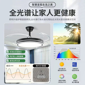Ventilateur de plafond Donbao avec lumière LED invisible, moderne, minimaliste, intelligent, pour salon, salle à manger - Product Image 2