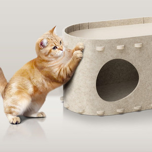 Stevige Eco-vriendelijke Polyester Kattenbedholte, Krasbestendig, Opvouwbaar, <span class=keywords><strong>Tunnel</strong></span>, Slaap-/Speelplek voor Meerdere Grote Katten tot 10 kg - Product Image 6