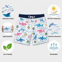 Shorts de bain à taille élastique avec cordon de serrage, fabricants de maillots de bain personnalisés, imprimé océan bleu marine, séchage rapide, extensibles, pour hommes