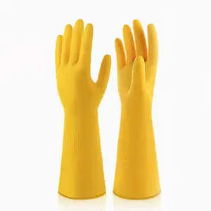 Supplier Cotton Flocked Lined Bulk Household Gloves Gold Custom Logo Latex Medium Cleaning Colorful