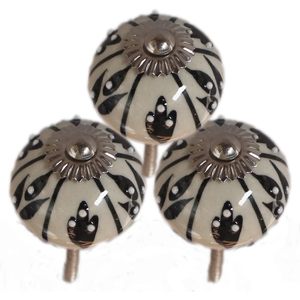 PARIJAT HANDICRAFT 10-Piece Ceramic Door Knobs Drawer Pulls <b>Set</b> Hand Painted Black <b>White</b> Dotted Design for Handles Knobs - Product Image 4