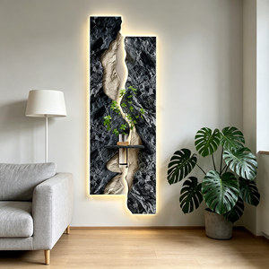 3D Sandstone <strong>Wall</strong> Mural with LED Light and Vase Sandstone <strong>Wall</strong> Art Painting Luxury Luminous <strong>Wall</strong> <strong>Hanging</strong> <strong>Decor</strong> for Living Room - Product Image 3