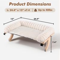 Valigogo Cloud-Soft Perchoir orthopédique pour chat sur le rebord de la fenêtre, housse amovible en fausse fourrure, structure en bois massif, cadre en métal robuste - Grand hamac pour chat