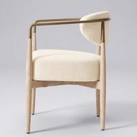 Fauteuil de salle à manger au design simple et élégant, siège rembourré de luxe, dossier ergonomique confortable, chaise de salle à manger en bois massif et tissu pour la maison