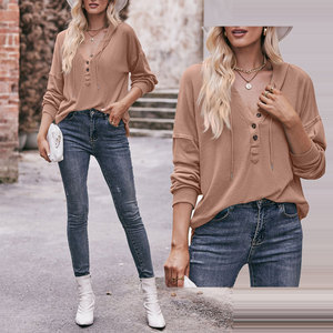 Đa năng 7-màu sắc thể hiện cộng với kích thước của phụ nữ hoodie sexy v-cổ lỏng và thoải mái Thiết kế thời trang - Product Image 2