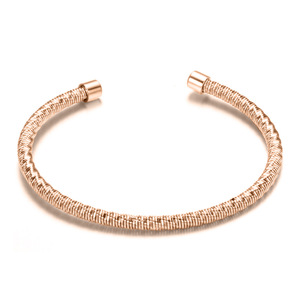 Pulsera de Cable de Acero Inoxidable de 63 mm, Diseño Abierto, Joyería de Moda Unisex, Oro Rosa, Oro Negro - Product Image 4