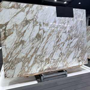 Dalle de marbre Calacatta Gold d'usine avec des veines orange Oro pour îlot de cuisine, mur décoratif, plan de toilette - Product Image 6