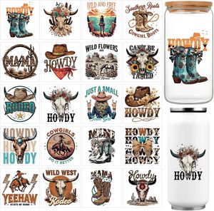 Transferts thermocollants personnalisés pour l'artisanat, UV DTF, pour enveloppes de tasses de 16 OZ, motifs Western <span class=keywords><strong>Cowboy</strong></span>, autocollants de transfert pour verre - Product Image 1