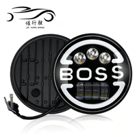Phare rond de moto JHS Halo Luces 7 pouces, phare LED BOSS 7 pouces tout-terrain avec feux de jour Angel Eyes et clignotants pour Jeep Harley