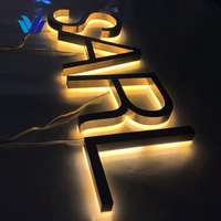 Lettres lumineuses LED 3D en acier inoxydable imperméables IP65 personnalisées Hongsen pour restaurants, bureaux, magasins, enseignes de devanture, couleur or