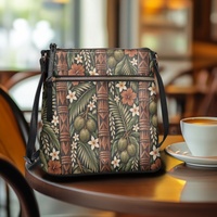 Sac à bandoulière tendance pour femme avec imprimé floral tropical et fleurs de coco artificielles, fermeture éclair, idéal pour le quotidien, les voyages, l'église, le shopping et les sorties.
