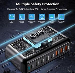 600W High Quality Multi-Function Charger Pd <b>Adapter</b> 3 USB+5 <b>Type</b>-<b>c</b> 8 Ports Desktop Charger Station for Phone Tablet and Laptop - Product Image 4
