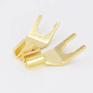 Gold Plated Pure Copper Speaker Cable Y U-Type Spade Terminal Connector Plug Copper Gold Plated Speaker Cable Y Spade