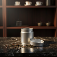 Boîte de rangement hermétique en tôle recyclable pour café, thé, matcha, épices, lait, chewing-gum, de forme ronde