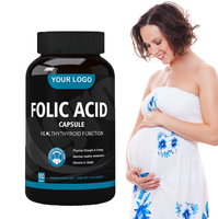 Ausreson Complément d'acide folique de qualité alimentaire Halal 400mg Fer Ferreux DHA Vitamine B9 Capsules d'acide folique pour femmes enceintes