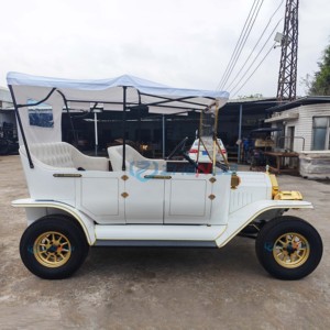 Voiture électrique rétro blanche à prix abordable, véhicule de tourisme classique pour parcs à thème, mariages et services hôteliers - Product Image 4