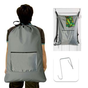 Bolsa de Lavandería Colgante para Viaje, Mochila de Poliéster Oxford 420D, Organizador Multiusos para Ropa Húmeda y Seca, Almacenamiento de Artículos de Aseo, Color Gris - Product Image 5