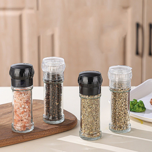 Bouteilles à sel et poivre rondes de 100 ml en gros, pots à épices en verre céramique de 100 ml avec moulin intégré - Product Image 4