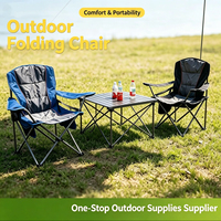 Chaise de camping pliable en coton rembourré, durable, avec accoudoirs, porte-gobelet, dossier haut réglable, portable, pour extérieur, plage, patio, pêche, parc