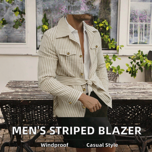 <span class=keywords><strong>Giacca</strong></span> da <span class=keywords><strong>uomo</strong></span> con <span class=keywords><strong>giacca</strong></span> a manica lunga Casual a <span class=keywords><strong>righe</strong></span> con Cardigan Multi-tascabile vestito taglie forti lavato per abbigliamento primavera autunno - Product Image 2