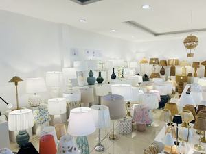 Modern Simple Eco-Friendly White Ceramic LED Electric Dimmable Table <b>Lamp</b> with Fabric Lampshade Plug-In for Bedroom Home Decor - Product Image 6