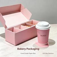 Juego de Empaque para Panadería de Cartón Reciclado Rígido, Plegable y Reciclable con Logotipo Personalizado, Asa y Cinta, Materiales Reciclados de Cuatro Colores